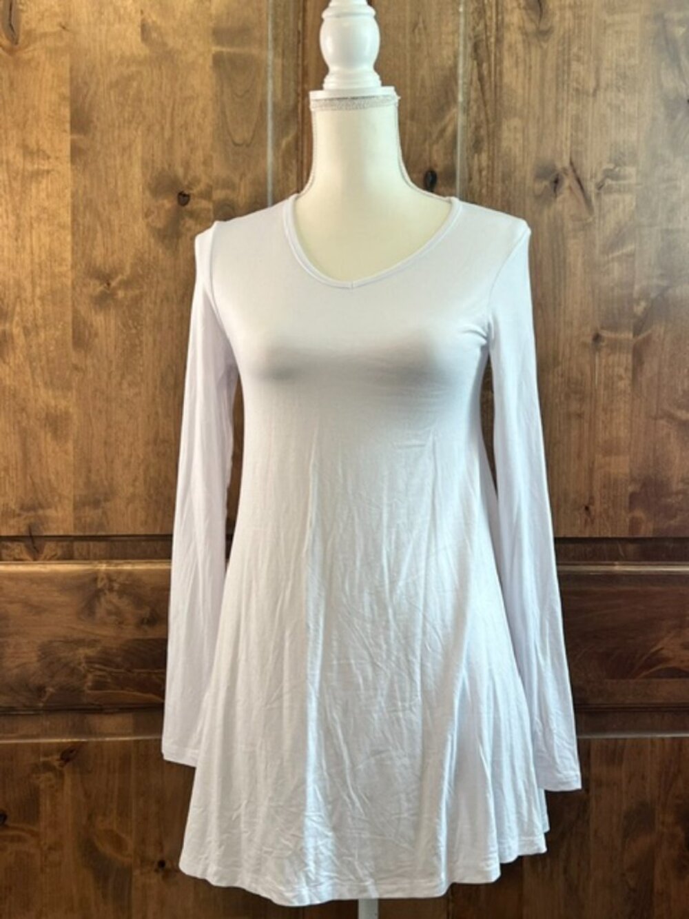 White Long Sleeve T-Shirt Dress
